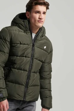 Superdry Casaco Acolchoado Com Capuz Sports Caqui Escuro Best