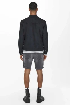 Only & Sons Casaco Biker Efeito Camurca Preto Discount