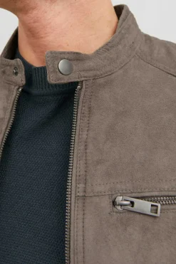 Jack & Jones Casaco Biker Efeito Couro Cinza Hot