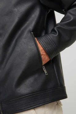 Jack & Jones Casaco Biker Efeito Pele Preto New