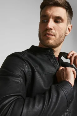 Jack & Jones Casaco Biker Efeito Pele Preto Clearance