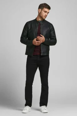 Jack & Jones Casaco Biker Efeito Pele Preto Clearance