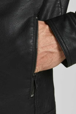 Jack & Jones Casaco Biker Efeito Pele Preto Clearance