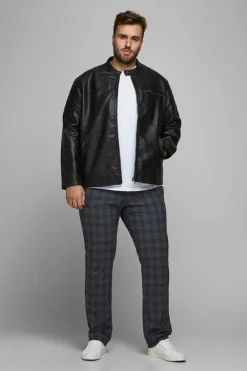 Jack & Jones PLUS Casaco Biker Efeito Pele Plus Preto Hot