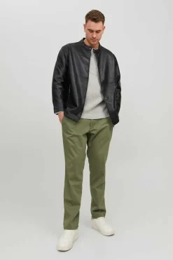 Jack & Jones PLUS Casaco Biker Efeito Pele Plus Preto