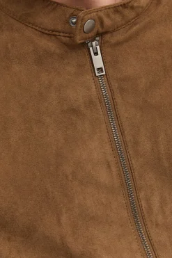 Jack & Jones PLUS Casaco Biker Efeito Pele Plus Castanho Clearance