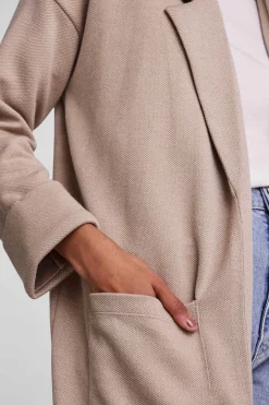 Pieces Blusoes E Casacos-Casaco Comprido De Mulher