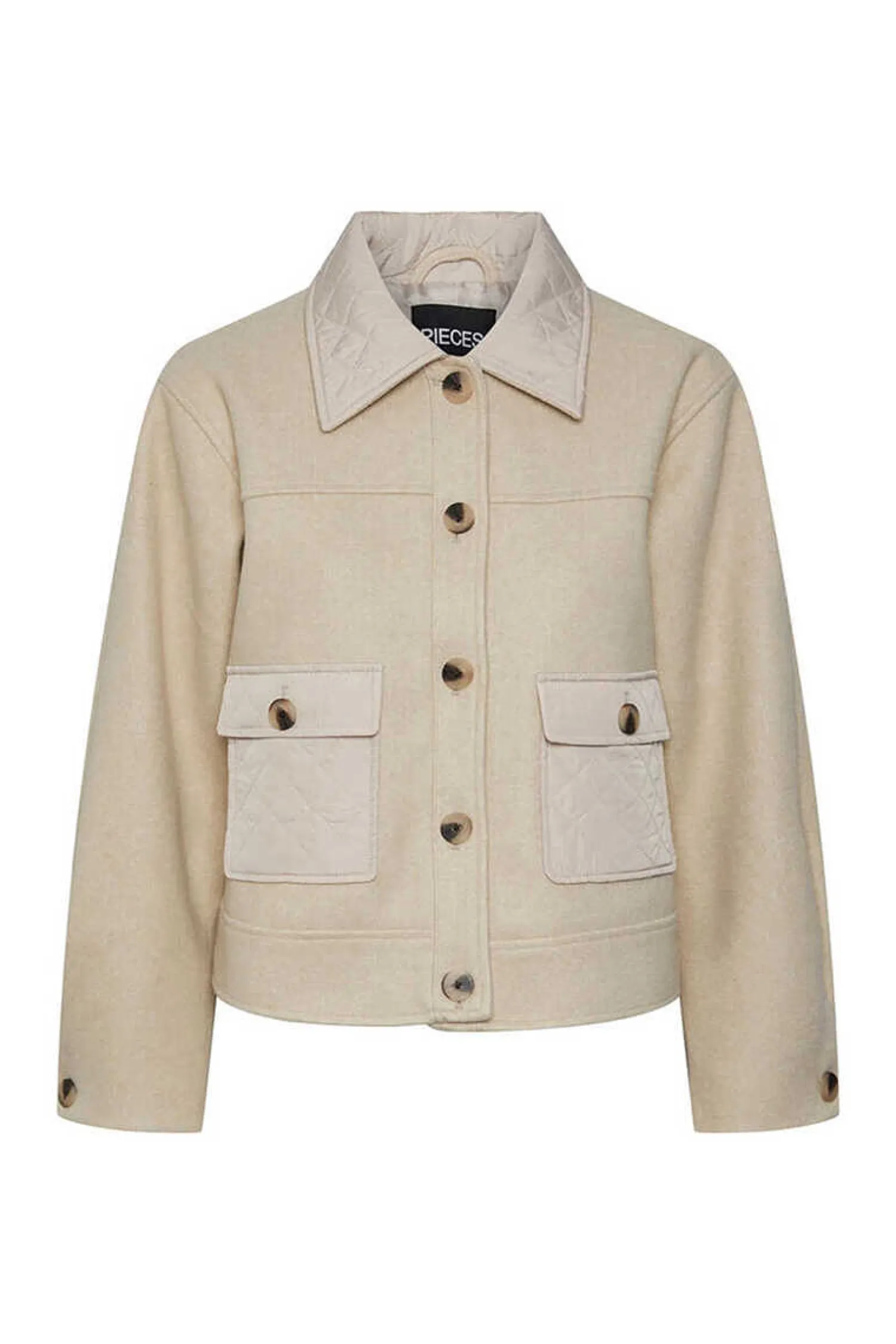 Pieces Blusoes E Casacos-Casaco Curto De Poliester