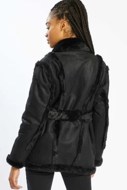 Pimkie Blusoes E Casacos-Casaco De Dois Tecidos Com Cinto