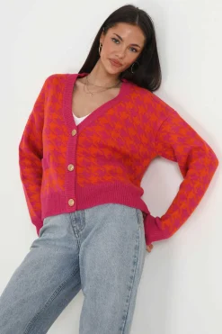 Brave Soul Sueteres E Cardigans-Casaco De Malha Com Pied-De-Poule