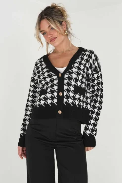 Brave Soul Sueteres E Cardigans-Casaco De Malha Com Pied-De-Poule