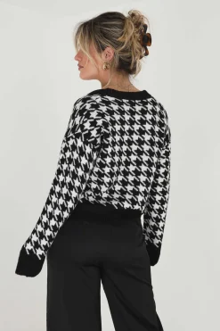 Brave Soul Sueteres E Cardigans-Casaco De Malha Com Pied-De-Poule