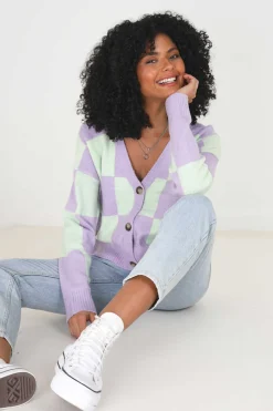 Brave Soul Sueteres E Cardigans-Casaco De Malha De Xadrez