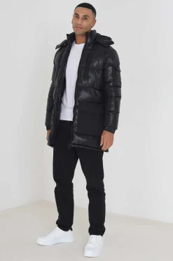 Brave Soul Casaco De Penas Acolchoado Com Capuz Preto