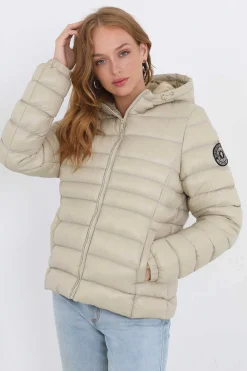 Brave Soul Blusoes E Casacos-Casaco De Penas Acolchoado Com Capuz