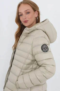 Brave Soul Blusoes E Casacos-Casaco De Penas Acolchoado Com Capuz