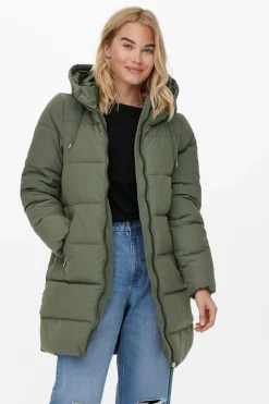 Only Sobretudos E Parkas-Casaco De Penas Curto Com Capuz