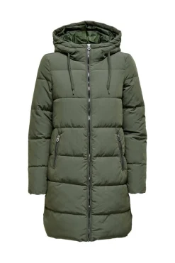 Only Sobretudos E Parkas-Casaco De Penas Curto Com Capuz