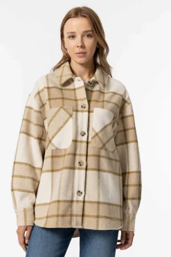 Tiffosi Blusoes E Casacos-Casaco Shacket Xadrez De Tato Suave