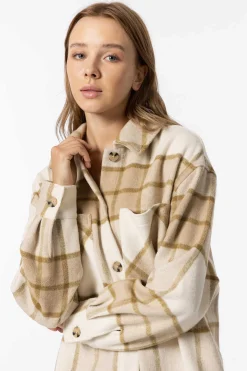 Tiffosi Blusoes E Casacos-Casaco Shacket Xadrez De Tato Suave