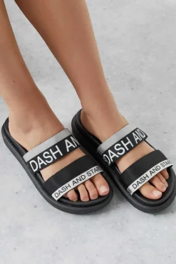 Dash and Stars Chinelos-Chinelos Tiras Logo Cinzento