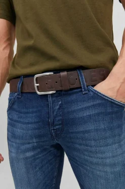 Jack & Jones Cinto De Pele Castanho New