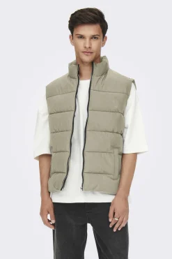 Only & Sons Colete Acolchoado Cinza