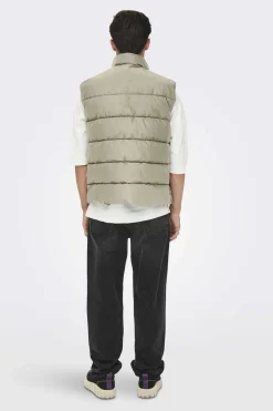 Only & Sons Colete Acolchoado Cinza