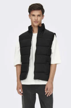 Only & Sons Colete Acolchoado Preto New