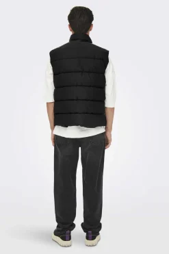 Only & Sons Colete Acolchoado Preto New