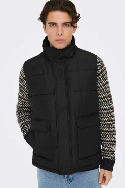 Only & Sons Colete Acolchoado Preto Clearance