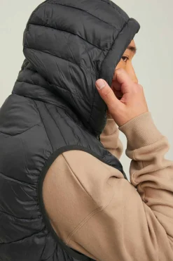 Jack & Jones Colete Acolchoado Com Capuz Preto Best