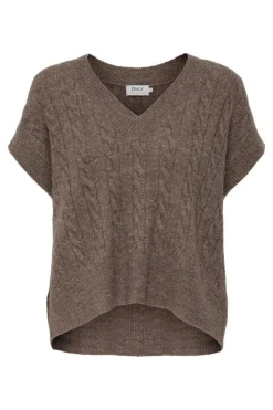 Only Sueteres E Cardigans-Colete De Malha De Gola Em Bico