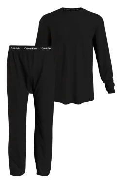 Calvin Klein Conjunto De Pijama Comprido Cotton Stretch Preto Clearance