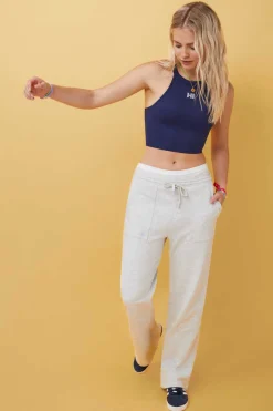 HI&BYE T-Shirts E Tops-Crop Top Alcas Duplas Sem Costuras Cinzento Antracite