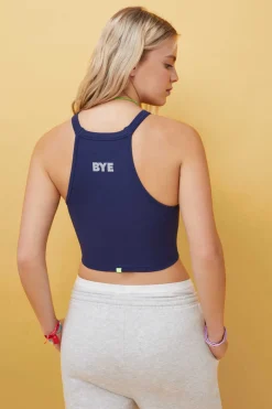 HI&BYE T-Shirts E Tops-Crop Top Alcas Duplas Sem Costuras Cinzento Antracite