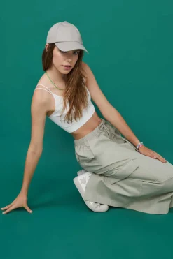 HI&BYE T-Shirts E Tops-Crop Top Alcas Duplas Sem Costuras Azul-Claro