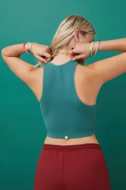 HI&BYE T-Shirts E Tops-Crop Top Decote V Sem Costuras Claro