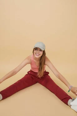 HI&BYE T-Shirts E Tops-Crop Top Decote V Sem Costuras Vermelho-Escuro