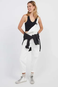 HI&BYE T-Shirts E Tops-Crop Top Decote V Sem Costuras Branco