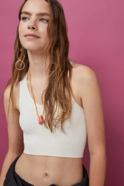 HI&BYE T-Shirts E Tops-Crop Top Decote Vsem Costuras Verde-Escuro