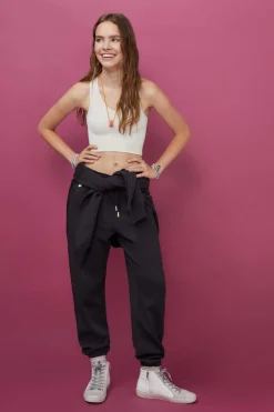 HI&BYE T-Shirts E Tops-Crop Top Decote Vsem Costuras Verde-Escuro