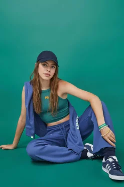 HI&BYE T-Shirts E Tops-Crop Top Halter Sem Costuras Azul-Marinho