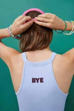 HI&BYE T-Shirts E Tops-Crop Top Halter Sem Costuras Branco