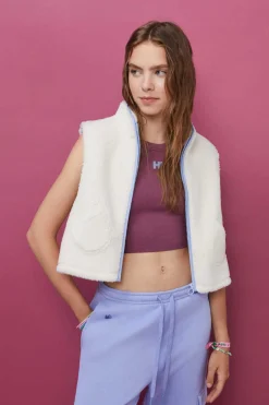 HI&BYE T-Shirts E Tops-Crop Top Halter Sem Costuras Bordo