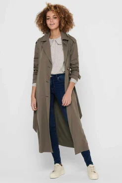 Only Sobretudos E Parkas-Gabardina Comprida Fluida