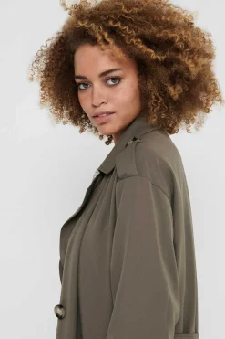 Only Sobretudos E Parkas-Gabardina Comprida Fluida