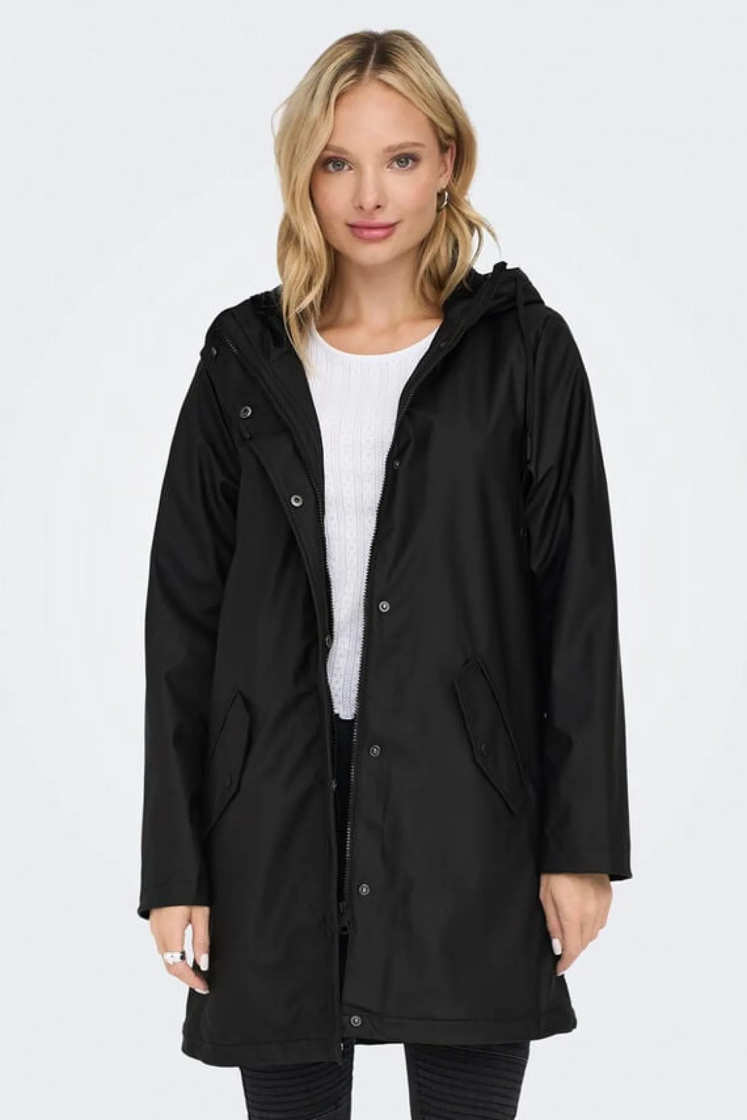 Only Sobretudos E Parkas-Impermeavel Comprido Com Capuz
