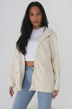 Brave Soul Sobretudos E Parkas-Impermeavel Engomado Com Capuz