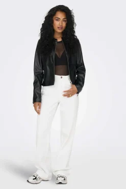 Only Blusoes E Casacos-Jaqueta De Couro Sintetico